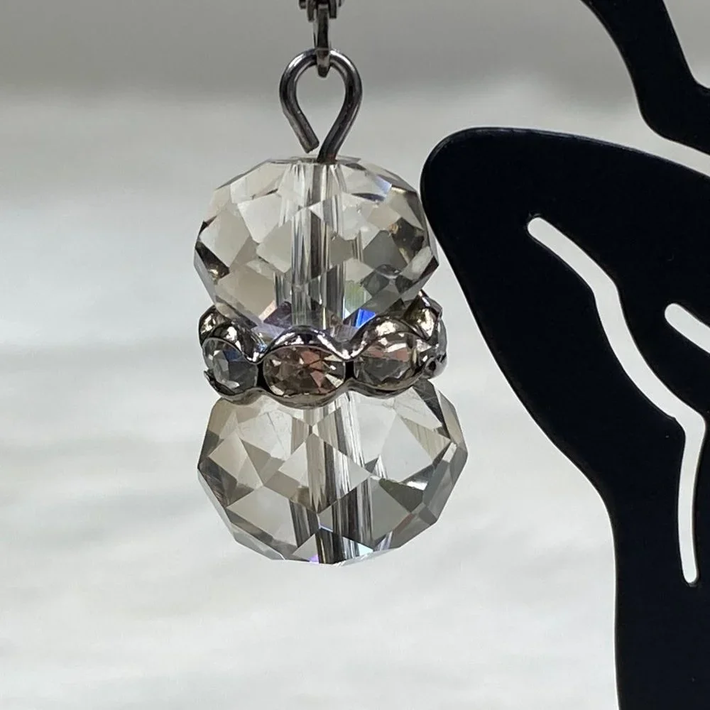 Faceted Glass Bead & Rhinestone Dangle & Drop Earrings